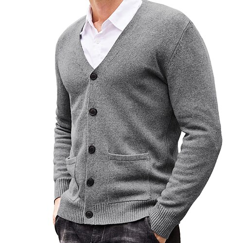 

Per uomo Felpa Cardigan Maglione A coste Maglia Lavorato a maglia Liscio A V Di tendenza Informale Sport Da tutti i giorni Abbigliamento Primavera & Autunno Rosso bordeaux Nero M L XL