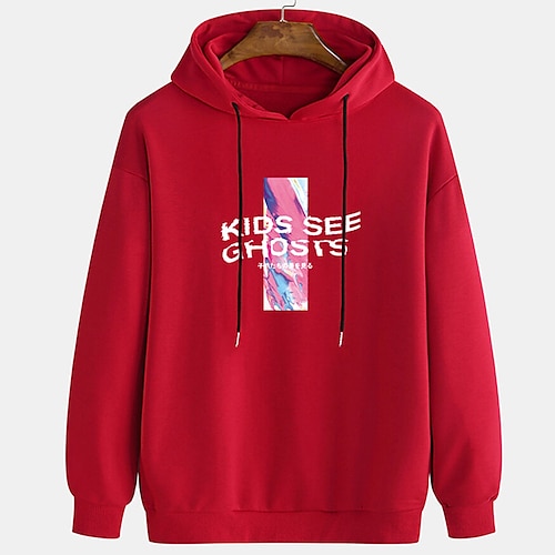 

Herre Hattetrøje Sort Gul Rød Hætte Bogstaver Grafiske tryk Sport & Udendørs Daglig Sport Varm Stempling Basale Gade Afslappet Forår & Vinter Tøj Hættetrøjer Sweatshirts