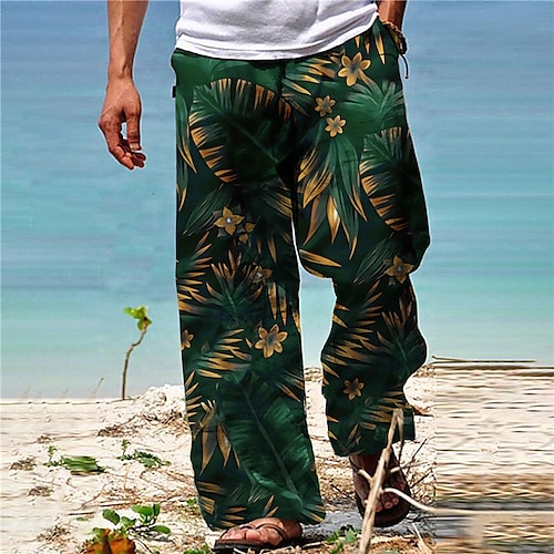 

Per uomo Pantaloni Pantaloni estivi Pantaloni da spiaggia A cordoncino Vita elastica Gamba dritta Piante Tropicale Stampe astratte Comfort Informale Giornaliero Per eventi Hawaiano Originale Giallo
