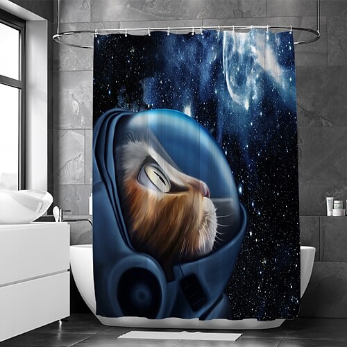 

Shower Curtain with Hooks,Cat Pattern Funny Art Fabric Home Decoration Bathroom Waterproof Washable Shower Curtain with Hook Luxury Modern