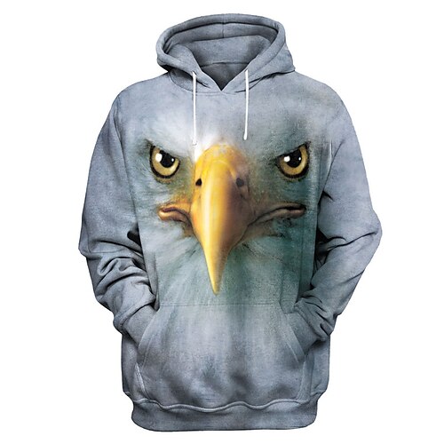 

Men's Pullover Hoodie Sweatshirt Gray Hooded Animal Graphic Prints Eagle Print Daily Sports 3D Print Basic Streetwear Designer Spring Fall Clothing Apparel Hoodies Sweatshirts