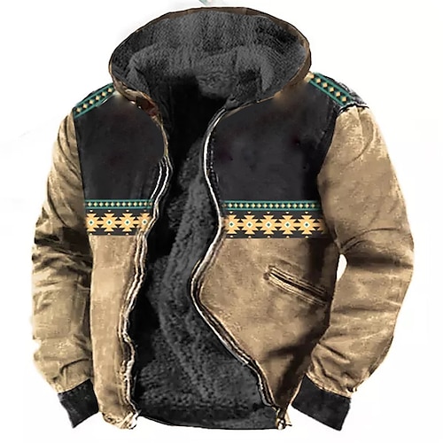 

Men's Full Zip Hoodie Jacket Thick Hoodies Blue Purple Brown Green Hooded Color Block Graphic Prints Zipper Print Sports & Outdoor Daily Sports 3D Print Fleece Streetwear Designer Casual Winter