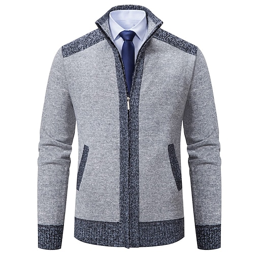 

Per uomo Felpa Cardigan Maglione Maglione con zip Giacca maglione A coste Maglia Lavorato a maglia Color Block Colletto alla coreana Di tendenza Informale Sport Da tutti i giorni Abbigliamento