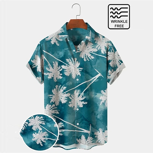 

Men's Shirt Summer Hawaiian Shirt Coconut Tree Graphic Prints Turndown Blue Outdoor Street Short Sleeves Button-Down Print Clothing Apparel Tropical Fashion Hawaiian Designer
