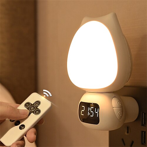 

Mini LED Digital Table Clock Cute Child Multifunctional 3 Color Night Light Stepless Dimming For Bedroom Bedside Lamp