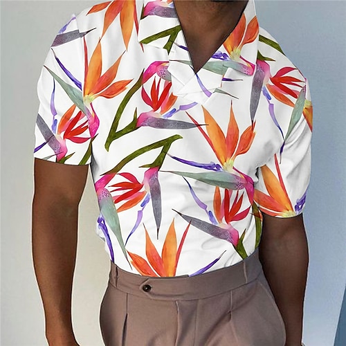 

Herre POLO Trøje Golftrøje Blomstret Grafiske tryk Aftæpning Sort Hvid udendørs Daglig Kort Ærme Trykt mønster Tøj Mode Designer Afslappet Åndbart