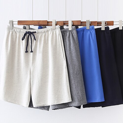 

Per uomo loungewear Pantaloncini del pigiama Liscio Informale Comoda Interni Giornaliero Da letto Cotone Traspirante Morbido Vita elastica Primavera Estate Nero Blu marino