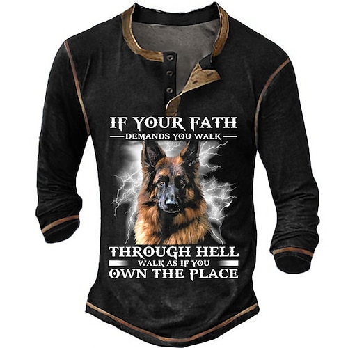 

Per uomo Camicia Henley Magliette Pop art Animali Con cagnolino Henley Abbigliamento Stampa 3D Esterno Informale Manica lunga Bottone giù Stampa Di tendenza Originale Comodo