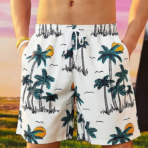 

Herre Surfeshorts Badeshorts Boxer badeshorts Sommershorts Strandshorts Snorer Grafisk Fargeblokk Komfort Hurtigtørkende Knelengde Daglig Ferie Ut på byen 100 % bomull Bohem Hawaiisk Svart Hvit