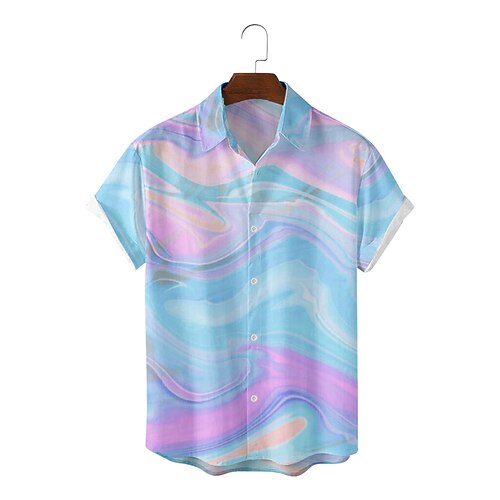 

Men's Shirt Summer Hawaiian Shirt Gradient Graphic Prints Leaves Turndown Blue Green Khaki Street Casual Short Sleeves Button-Down Print Clothing Apparel Tropical Fashion Hawaiian Designer