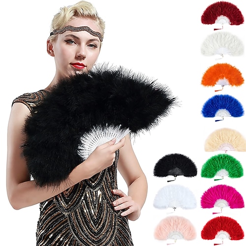 

The Great Gatsby Charleston Vintage Movie / TV Theme Costumes Retro Vintage 1950s Roaring 20s 1920s Renaissance All Seasons Folding Fan Women's Kid's Feather Costume Vintage Cosplay Party Prom