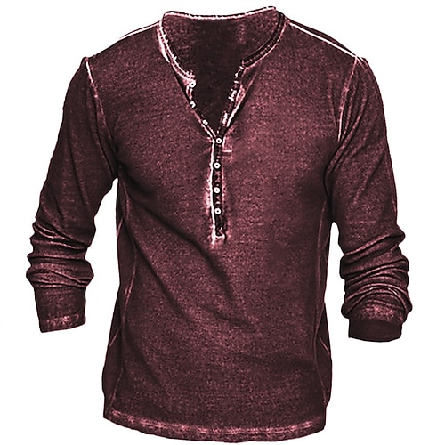 Hombre Henley Shirt Camisa de manga larga Plano Henley Calle