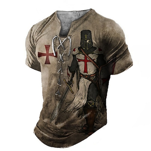 

Per uomo Camicia Henley Magliette Pop art Henley Abbigliamento Stampa 3D Knights Giornaliero Sport Manica corta Lacci Stampa Di tendenza Informale Comoda