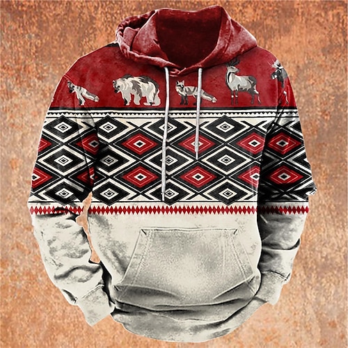 

Homme Sweat à capuche Rouge Gris Capuche Animal Imprimés Photos Vache Imprimer du quotidien Des sports 3D effet basique Vêtement de rue Design Printemps Automne Vêtement Tenue Pulls Capuche Pulls