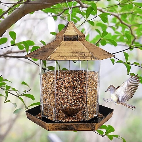 mangeoires à oiseaux suspendues mangeoire à oiseaux à l'épreuve des écureuils  mangeoire à oiseaux en plastique avec toit hexagonal voir à travers la  mangeoire à oiseaux sur la fenêtre mangeoires à oiseaux