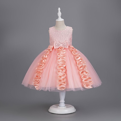 

Bambino Da ragazza Vestito Fiore decorativo Abito in tulle Medio Vestito Prestazioni Retato Girocollo Senza maniche Elegante Vestito 3-10 anni Primavera Champagne Giallo Rosa