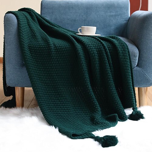

Blankets Throws, Solid Colored Acrylic Fibers Warmer Soft Comfy Blankets