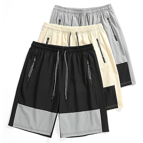 

Herre Atletiske shorts Aktive shorts Casual shorts Snørelukning Elastisk Talje Lynlåslomme Farveblok Komfort udendørs Daglig I-byen-tøj Mode Gade Sort Kakifarvet
