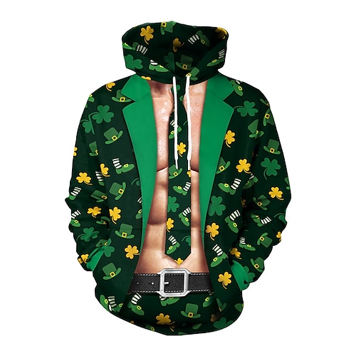 

Herren Hoodie Sweatshirt Kapuze Schwarz Hellgrün Grün Leicht Grün Mit Kapuze Pflanzen Grafik-Drucke Bedruckt Täglich Sport 3D-Druck Basic Designer St. Patricks Day Frühling Herbst Bekleidung