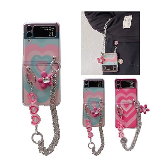 

Phone Case For Samsung Galaxy Flip Z Flip 4 Z Flip 3 Portable Flip Anti-Scratch Heart PC