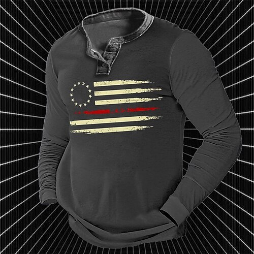 

Men's Sweatshirt Black Wine Navy Blue Brown Green Henley Graphic Prints National Flag Sports Outdoor Daily Sports Hot Stamping Basic Designer Casual Spring Fall Clothing Apparel Hoodies