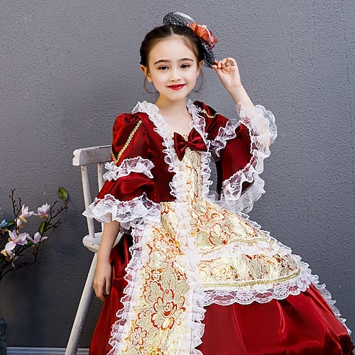 

Prinsesse Shakespeare Gotisk Rokoko Vintage Inspireret Middelalderkostumer Kjoler Festkostume Maskerade Pige Kostume Årgang Cosplay Fest Fødselsdag Ferie ¾ Ærme Længde Balkjole Kjole Halloween
