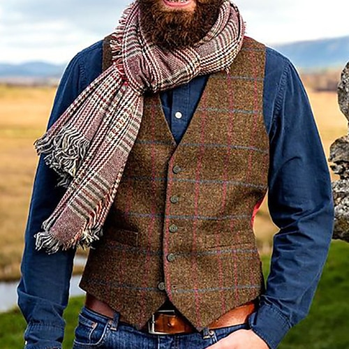 

Per uomo Gilet Traspirante Ufficio Monopetto A quadri Grafica stampata in 3D A V Di tendenza Giacca Capispalla Senza maniche Tasche Primavera estate