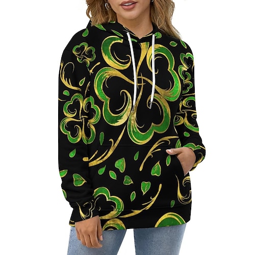 

St. Patricks dag Shamrock irsk Hattetrøje Anime Frontlomme Grafisk Hattetrøje Til Herre Dame Unisex Voksne 3D-udskrivning 100% Polyester Afslappet / Hverdag