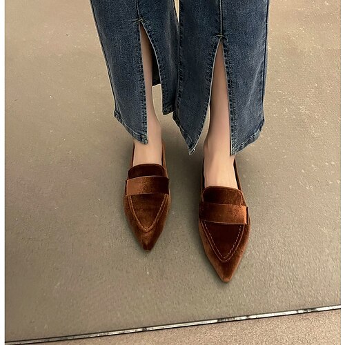 

Per donna Ballerine Slip-On Scarpe da sera Scarpe comfort Taglie forti Feste Ufficio Giornaliero Estate Piatto Appuntite Vintage Elegante Classico Finto camoscio Mocassino Tinta unica Nero Viola