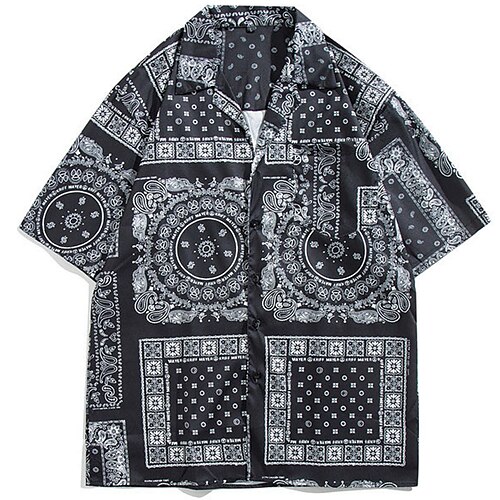 

Men's Shirt Summer Hawaiian Shirt Floral Coconut Tree Tribal Graphic Prints Turndown Black Casual Going out Short Sleeves Button-Down Print Clothing Apparel Tropical Hawaiian Designer Casual