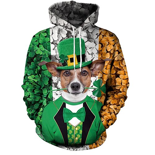 

Herren Hoodie Sweatshirt Kapuze Grün Mit Kapuze Hund Grafik-Drucke Bedruckt Täglich Sport 3D-Druck Basic Designer St. Patricks Day Frühling Herbst Bekleidung Kapuzenpullover Sweatshirts