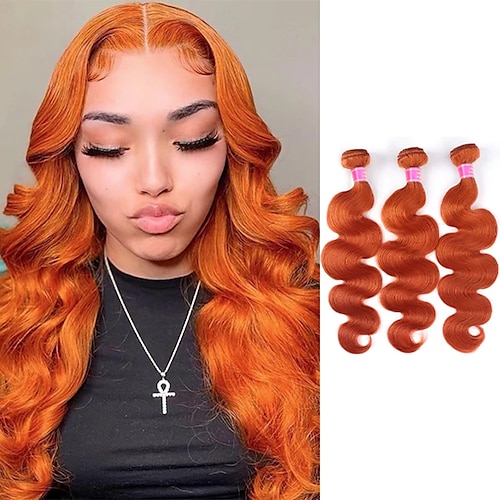 

ishow ingefær farve brasiliansk 3 bundter body wave menneskehår bølge