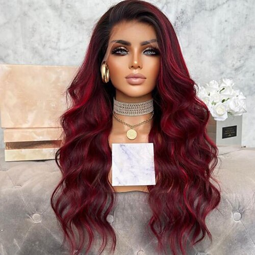 

Parrucca anteriore in pizzo per capelli umani Ombre Parrucca per capelli umani ondulati per capelli vergini brasiliani parrucche colorate per capelli vergini al 100% per donne nere