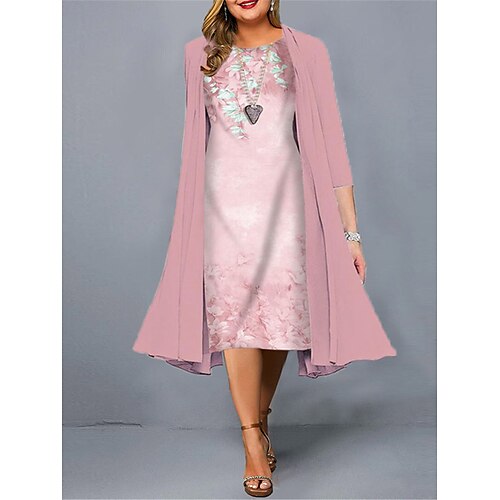

Per donna Plus Size Abito casual Set di vestiti Vestito due pezzi Floreale Vestito longuette Manica a 3/4 Stampa Girocollo Di tendenza Giornaliero Verde chiaro Rosa Primavera Estate L XL XXL 3XL 4XL