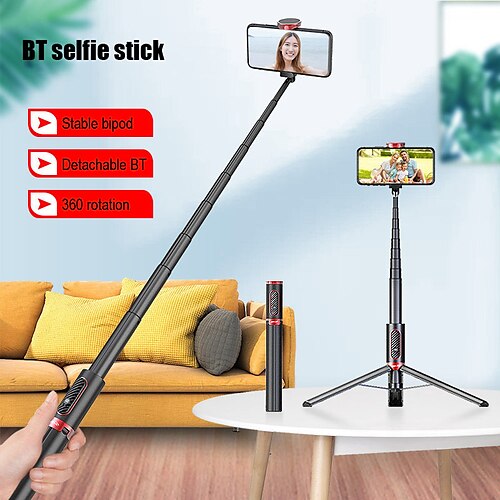 

bastão de selfie compatível com bluetooth, tripé de mesa, prateleira de extensão de 1,5 m, telefone flexível destacável, bastão de selfie para disparo remoto