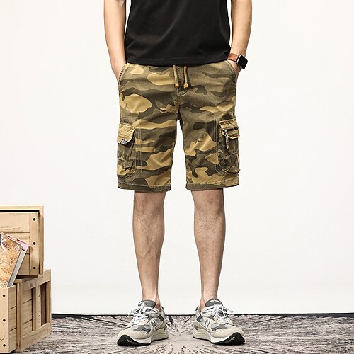 

Men's Cargo Shorts Shorts Hiking Shorts Multi Pocket Straight Leg Camouflage Comfort Wearable Knee Length Outdoor Daily 100% Cotton Sports Stylish Army Green Khaki