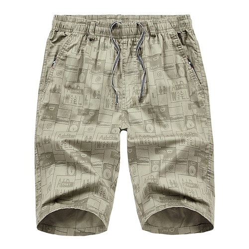 

Herre Strandshorts Casual shorts Lomme Snørelukning Elastisk Talje Grafiske tryk Komfort udendørs Daglig I-byen-tøj 100 % bomuld Mode Gade militærgrøn Kakifarvet