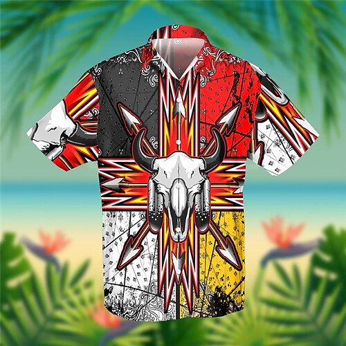 

Men's Shirt Summer Hawaiian Shirt Abstract Graphic Prints Turndown Red Casual Holiday Short Sleeve Button-Down Print Clothing Apparel Tropical Fashion Hawaiian Soft