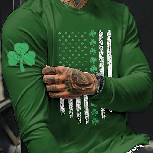 

Homme T shirt Tee Tee Graphic Clover Col Ras du Cou Vêtement Tenue 3D effet Casual La Saint-Patrick manche longue Imprimer Rétro Vintage Mode Design