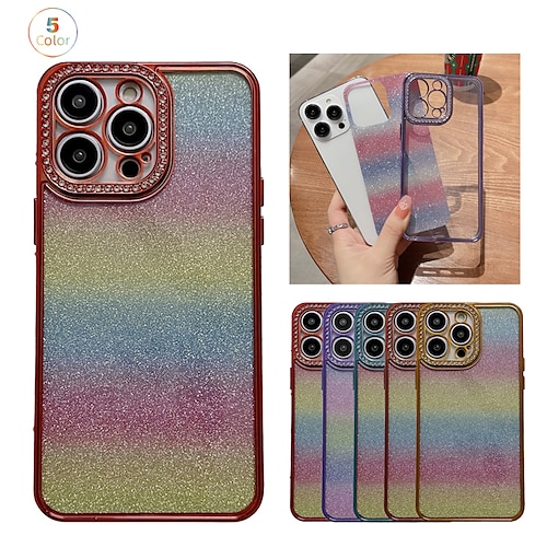 

telefone Capinha Para Apple Capa traseira iPhone 14 Pro Max Plus 13 12 11 Mini X XR XS 8 7 Com Strass Brilho brilho Anti-Arranhões Cores Gradiente Brilho brilho diamante de cristal TPU PC