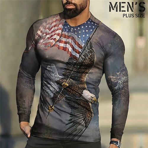 

Per uomo Plus Size Camicia Henley Grande e alto Pop art Henley Manica lunga Primavera & Autunno Essenziale Di tendenza Streetwear Comodo Informale Sport Top