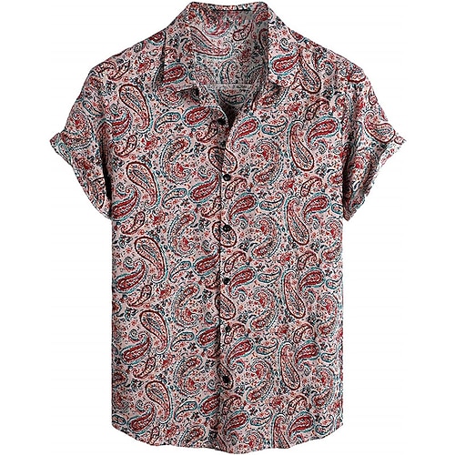 

Men's Shirt Summer Hawaiian Shirt Tribal Graphic Prints Vintage Turndown Yellow Pink Brown Green Street Casual Short Sleeves Button-Down Print Clothing Apparel Tropical Fashion Hawaiian Designer