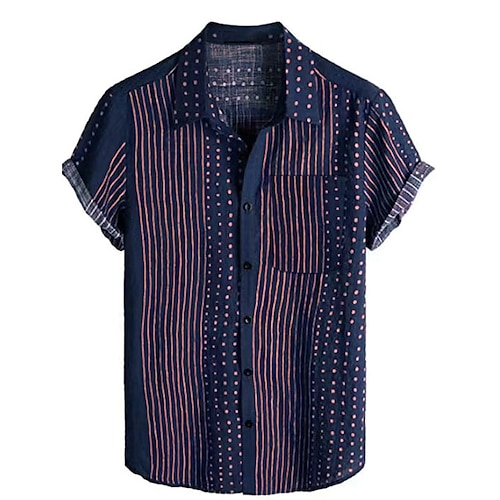 

Herren Hemd Hawaiihemd Sommerhemd Stammes Grafik-Drucke Vintage Umlegekragen Marineblau Outdoor Strasse Kurze Ärmel Button-Down Bedruckt Bekleidung Tropisch Modisch Hawaiianisch Designer