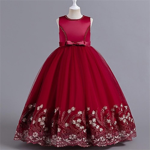

Bambino Da ragazza Vestito da festa Tinta unica Abito in tulle Maxi Vestito Prestazioni Nodo della cravatta Girocollo Senza maniche Elegante Vestito 3-12 anni Primavera Rosa Rosso Arancione