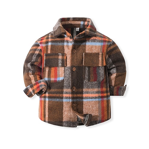 

Bambino (1-4 anni) Da ragazzo Camicia A quadri Manica lunga Scuola Giornaliero Marrone Autunno Vestiti 3-7 anni