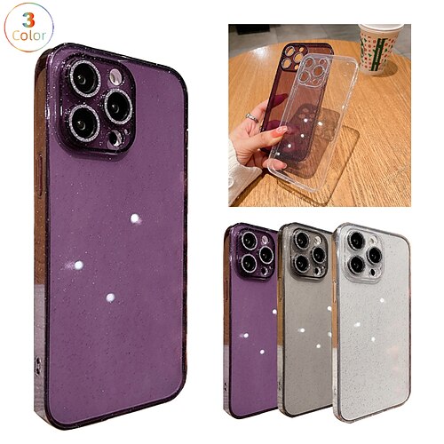 

telefon Etui Til Apple Bagcover iPhone 14 13 Pro Max Plus Helkropsbeskyttelse Glitterskin Støvsikker Glitterskin TPU Tempereret glas