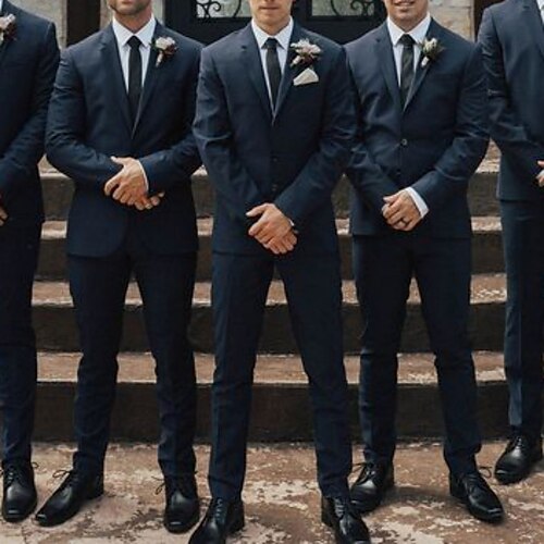

Svart Menn Bryllup Fest / aften Groomsmen Drakter 2-delt sett Ensfarget Skreddersydd Enkelt Brystet To-knapp 2023