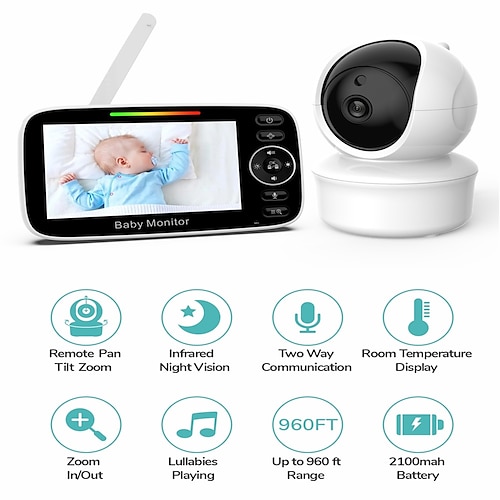 

SM43C Moniteurs Bébé 1080P HD Ampoule Wi-Fi Détection de présence Accès à Distance Prêt à l'emploi Intérieur Chambre Soutien