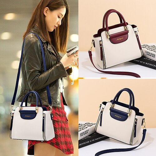 

Per donna Borsetta Borsa a tracolla pelle sintetica Shopping Giornaliero Cerniera Regolabile Massima capacità Impermeabile Color Block Nero Rosa Vino