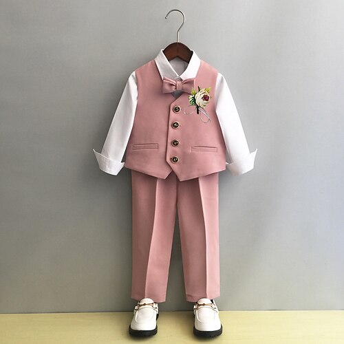 

Matrimonio 2 ( Canottiera Pantalone Papillon ) Abiti da ragazzo per bambini Senza maniche Misto cotone Tinta unita 3-17 anni